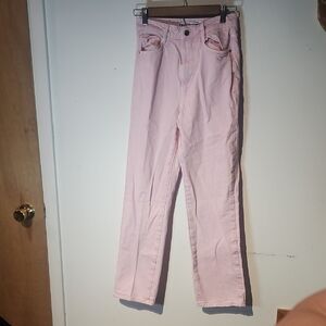 Zara Pink Straight Leg High-Waisted Jeans